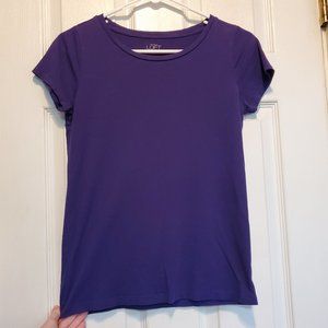 Ann Taylor LOFT Purple Crew Neck Fitted Tee Shirt